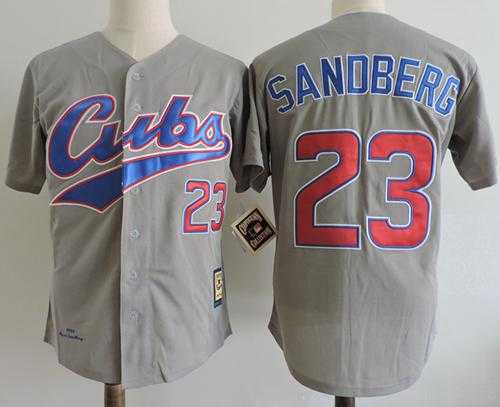 Mitchell And Ness 1994 Chicago Cubs #23 Ryne Sandberg Grey Throwback Stitched MLB Jersey