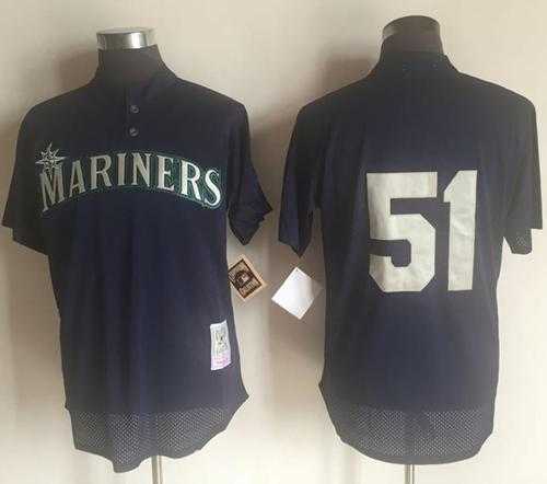 Mitchell And Ness 1995 Seattle Mariners #51 Randy Johnson Navy Blue Throwback Stitched Baseball Jersey