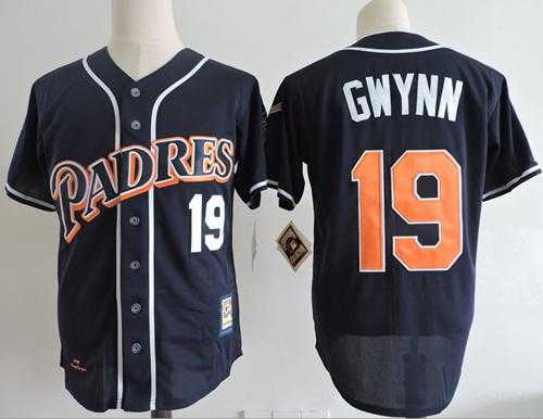 Mitchell And Ness 1998 San Diego Padres #19 Tony Gwynn Navy Blue Throwback Stitched Baseball Jersey