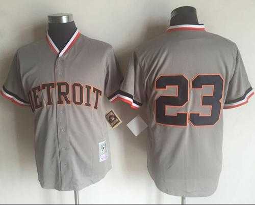 Mitchell And Ness Detroit Tigers #23 Kirk Gibson Grey Throwback Stitched Baseball Jersey