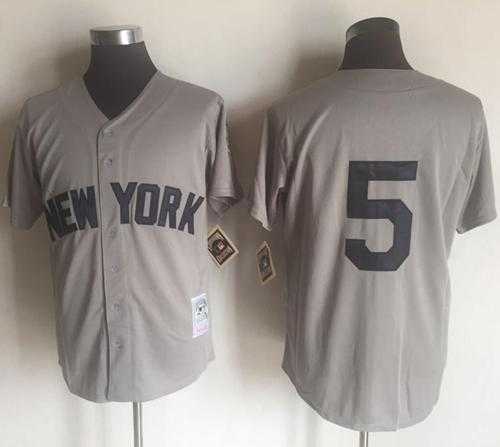 Mitchell And Ness New York Yankees #5 Joe DiMaggio Grey Throwback Stitched Baseball Jersey