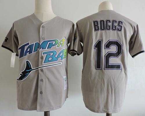 Mitchell And Ness Tampa Bay Rays #12 Wade Boggs Grey Throwback Stitched Baseball Jersey