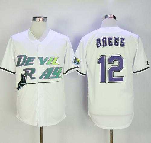 Mitchell And Ness Tampa Bay Rays #12 Wade Boggs White Throwback Stitched MLB Jersey