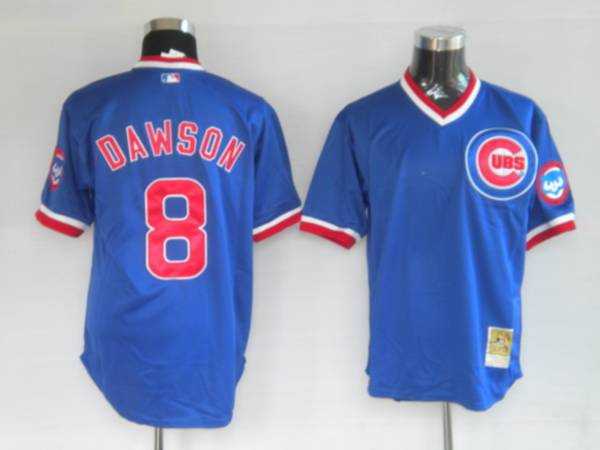 Mitchell and Ness 1987 Chicago Cubs #8 Andre Dawson Stitched Blue Throwback MLB Jersey
