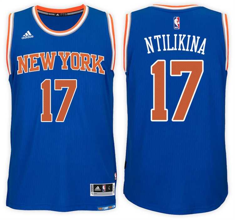 New York Knicks #17 Frank Ntilikina Road Blue New Swingman Stitched NBA Jersey