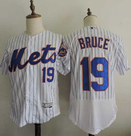New York Mets #19 Jay Bruce White(Blue Strip) Flexbase Authentic Collection Stitched MLB Jersey