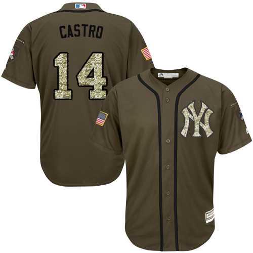 New York Yankees #14 Starlin Castro Green Salute to Service Stitched MLB Jersey
