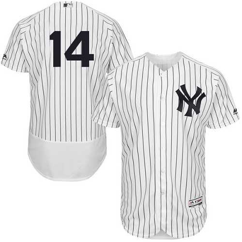 New York Yankees #14 Starlin Castro White Strip Flexbase Authentic Collection Stitched MLB Jersey