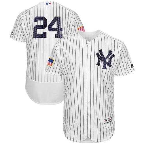 New York Yankees #24 Gary Sanchez White Strip Fashion Stars & Stripes Flexbase Authentic Stitched MLB Jersey
