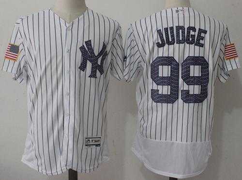 New York Yankees #99 Aaron Judge White Strip Fashion Stars & Stripes Flexbase Authentic Stitched MLB Jersey
