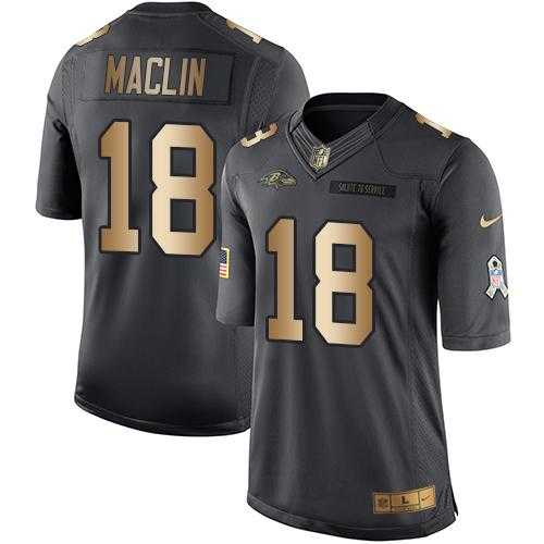 Nike Baltimore Ravens #18 Jeremy Maclin Black Men's Stitched NFL Limited Gold Salute To Service Jersey