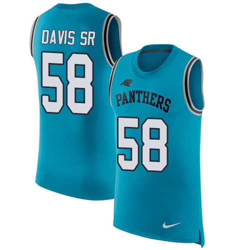 Nike Carolina Panthers #58 Thomas Davis Sr Blue Alternate Men's Stitched NFL Limited Rush Tank Top Jersey