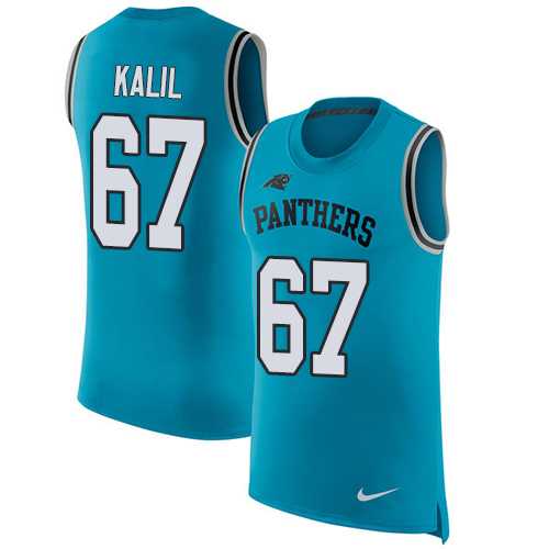 Nike Carolina Panthers #67 Ryan Kalil Blue Alternate Men's Stitched NFL Limited Rush Tank Top Jersey
