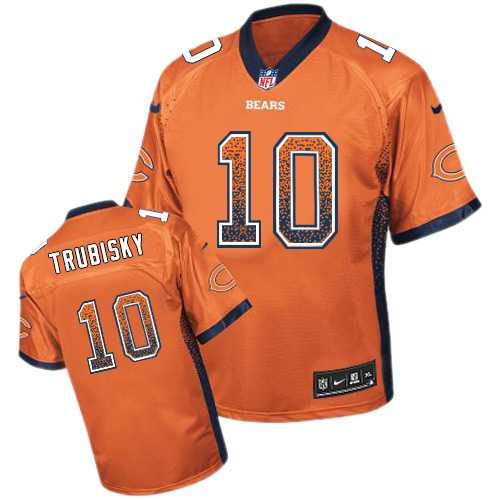 Nike Chicago Bears #10 Mitchell Trubisky Orange Alternate Men's Stitched NFL Elite Drift Fashion Jersey Nike Chicago Bears #10 Mitchell Trubisky Orange Alternate Men's Stitched NFL Elite Drift Fashion Jersey