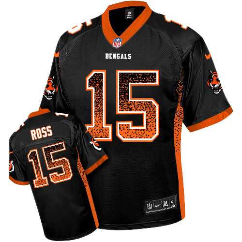 Nike Cincinnati Bengals #15 John Ross Black Team Color Men's Stitched NFL Elite Drift Fashion Jersey