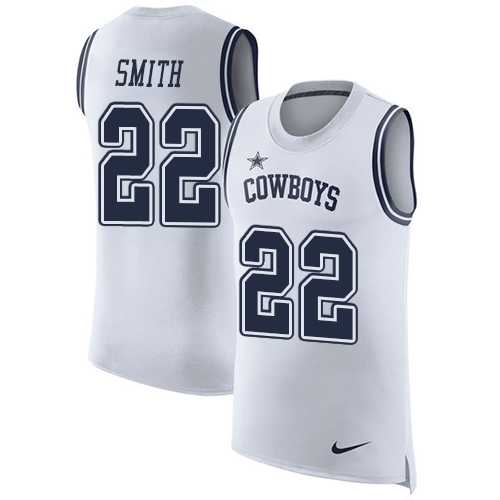 Nike Dallas Cowboys #22 Emmitt Smith White Men's Stitched NFL Limited Rush Tank Top Jersey
