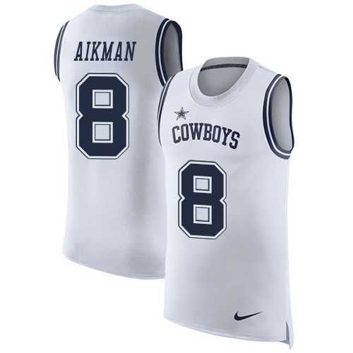 Nike Dallas Cowboys #8 Troy Aikman White Men's Stitched NFL Limited Rush Tank Top Jersey