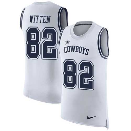 Nike Dallas Cowboys #82 Jason Witten White Men's Stitched NFL Limited Rush Tank Top Jersey