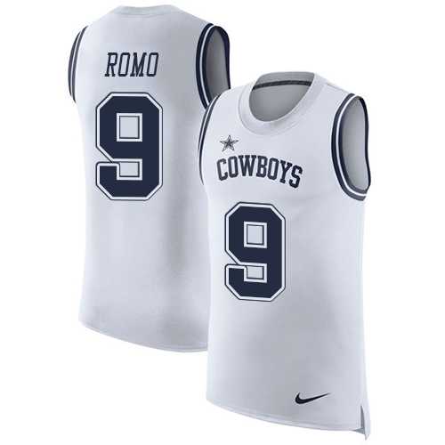 Nike Dallas Cowboys #9 Tony Romo White Men's Stitched NFL Limited Rush Tank Top Jersey