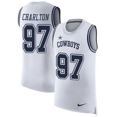 Nike Dallas Cowboys #97 Taco Charlton White Men's Stitched NFL Limited Rush Tank Top Jersey