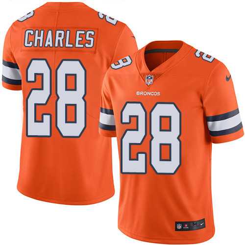 Nike Denver Broncos #28 Jamaal Charles Orange Men's Stitched NFL Limited Rush Jersey