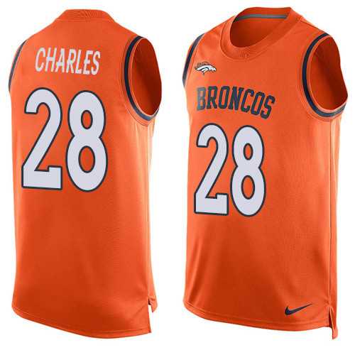 Nike Denver Broncos #28 Jamaal Charles Orange Team Color Men's Stitched NFL Limited Tank Top Jersey