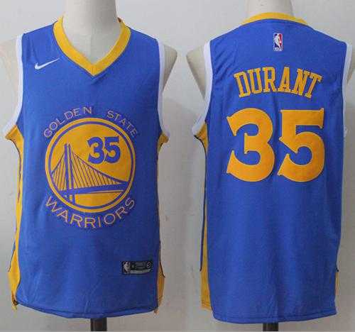 Nike Golden State Warriors #35 Kevin Durant Royal Road Stitched NBA Jersey