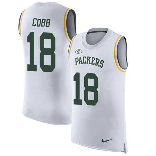 Nike Green Bay Packers #18 Randall Cobb White Men's Stitched NFL Limited Rush Tank Top Jersey