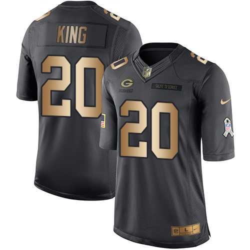 Nike Green Bay Packers #20 Kevin King Black Men's Stitched NFL Limited Gold Salute To Service Jersey