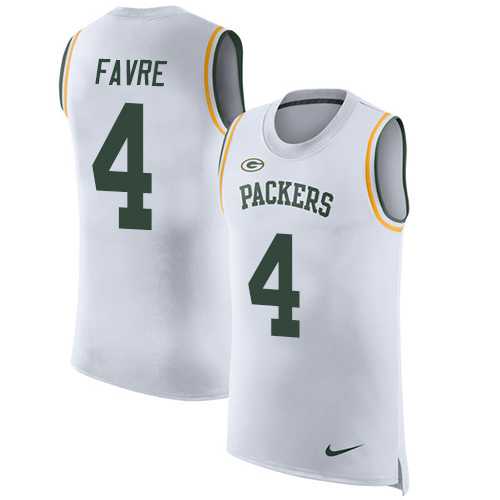 Nike Green Bay Packers #4 Brett Favre White Men's Stitched NFL Limited Rush Tank Top Jersey