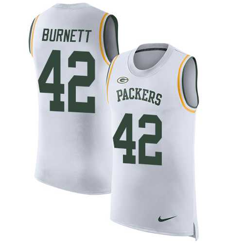 Nike Green Bay Packers #42 Morgan Burnett White Men's Stitched NFL Limited Rush Tank Top Jersey