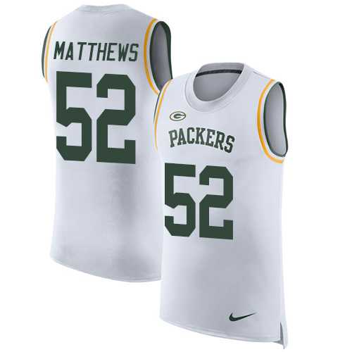 Nike Green Bay Packers #52 Clay Matthews White Men's Stitched NFL Limited Rush Tank Top Jersey