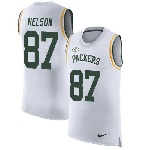 Nike Green Bay Packers #87 Jordy Nelson White Men's Stitched NFL Limited Rush Tank Top Jersey