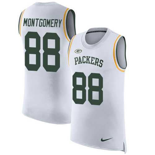 Nike Green Bay Packers #88 Ty Montgomery White Men's Stitched NFL Limited Rush Tank Top Jersey