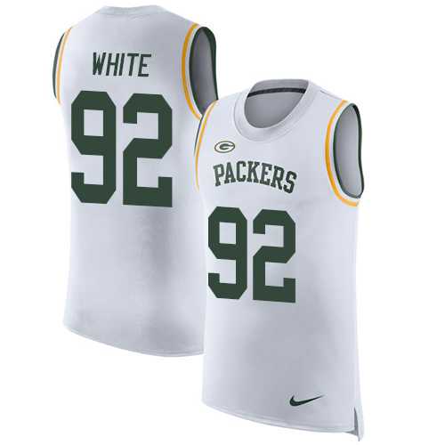 Nike Green Bay Packers #92 Reggie White White Men's Stitched NFL Limited Rush Tank Top Jersey