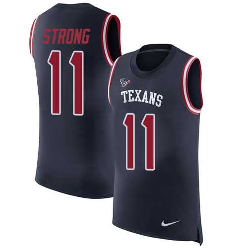 Nike Houston Texans #11 Jaelen Strong Navy Blue Team Color Men's Stitched NFL Limited Rush Tank Top Jersey