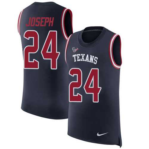 Nike Houston Texans #24 Johnathan Joseph Navy Blue Team Color Men's Stitched NFL Limited Rush Tank Top Jersey