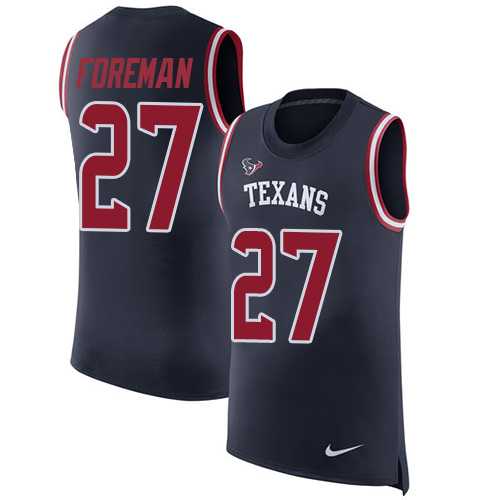 Nike Houston Texans #27 D'Onta Foreman Navy Blue Team Color Men's Stitched NFL Limited Rush Tank Top Jersey