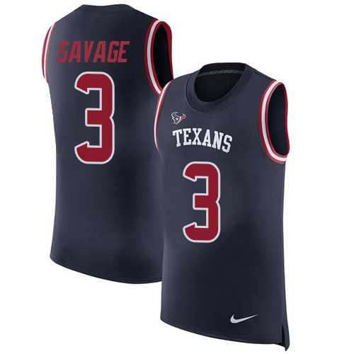 Nike Houston Texans #3 Tom Savage Navy Blue Team Color Men's Stitched NFL Limited Rush Tank Top Jersey