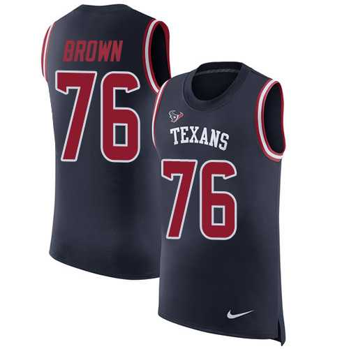 Nike Houston Texans #76 Duane Brown Navy Blue Team Color Men's Stitched NFL Limited Rush Tank Top Jersey