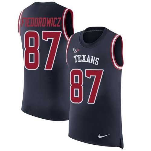 Nike Houston Texans #87 C.J. Fiedorowicz Navy Blue Team Color Men's Stitched NFL Limited Rush Tank Top Jersey