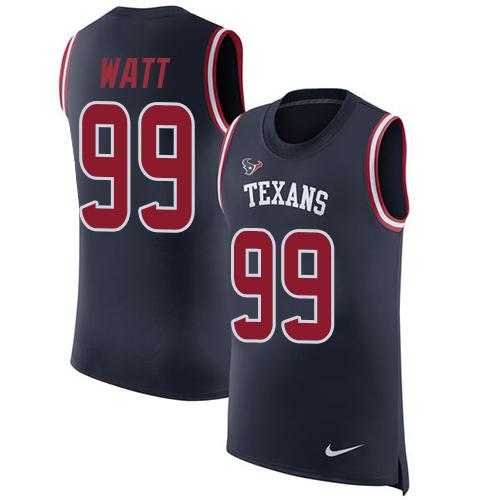 Nike Houston Texans #99 J.J. Watt Navy Blue Team Color Men's Stitched NFL Limited Rush Tank Top Jersey