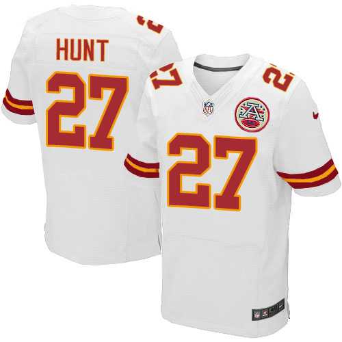 Nike Kansas City Chiefs #27 Kareem Hunt White Men's Stitched NFL Elite Jersey