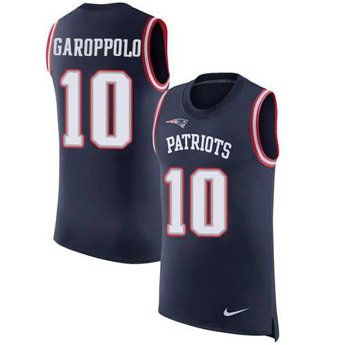 Nike New England Patriots #10 Jimmy Garoppolo Navy Blue Team Color Men's Stitched NFL Limited Rush Tank Top Jersey