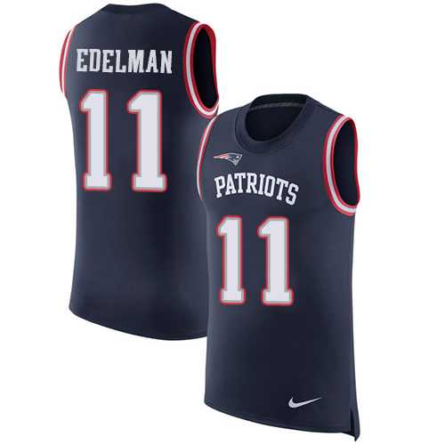 Nike New England Patriots #11 Julian Edelman Navy Blue Team Color Men's Stitched NFL Limited Rush Tank Top Jersey