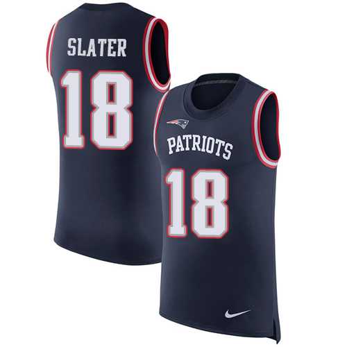 Nike New England Patriots #18 Matt Slater Navy Blue Team Color Men's Stitched NFL Limited Rush Tank Top Jersey