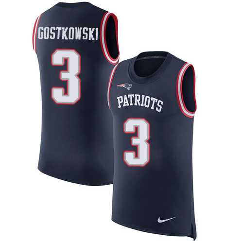 Nike New England Patriots #3 Stephen Gostkowski Navy Blue Team Color Men's Stitched NFL Limited Rush Tank Top Jersey