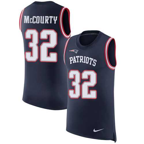 Nike New England Patriots #32 Devin McCourty Navy Blue Team Color Men's Stitched NFL Limited Rush Tank Top Jersey