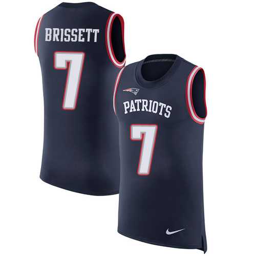 Nike New England Patriots #7 Jacoby Brissett Navy Blue Team Color Men's Stitched NFL Limited Rush Tank Top Jersey
