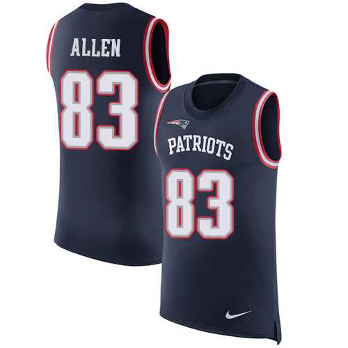 Nike New England Patriots #83 Dwayne Allen Navy Blue Team Color Men's Stitched NFL Limited Rush Tank Top Jersey